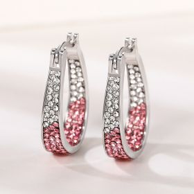 European And American Colorful Ear Clip Fashion Diamond Women's Earrings (Option: E2092 Pink)