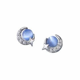 Starry Sky Women's Mini Blue Zircon Earrings-Stylish And Elegant, It's The Perfect Birthday Gift For Your Girlfriend Or Girlfriend-Selling On Tem (Option: 1pair)