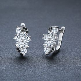 Sweet Cool Style Flower Zircon Ear Studs Female Christmas Creative Style (Color: Black)