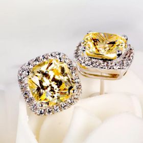 Real Diamond Earrings European And American Retro (Color: Yellow)