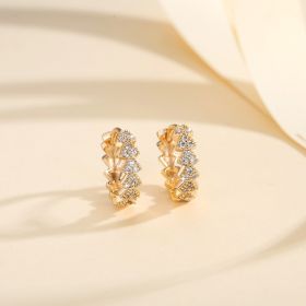 European And American Fashion Copper-plated Gold Inlaid Zircon Earrings (Option: YN007)