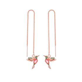 Fashion Jewelry New Unique Little Bird Drop Long Hanging Hummingbird Earrings For Women Elegant Girl Tassel Crystal Pendant Earring Jewelry (Option: 01 Rose Gold)