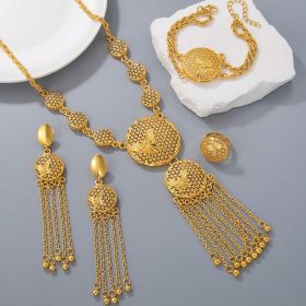 1 Set Of Fashionable And Gorgeous Butterfly Middle East Set, Wedding Decoration Necklace, Earrings, Bracelets, Ring Set For Women (Option: Golden)