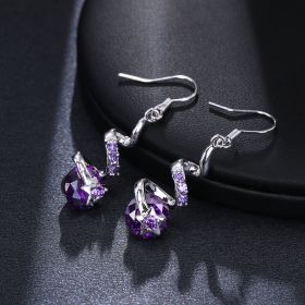 Purple Zircon Spiral Ear Hook Earrings (Color: Purple)