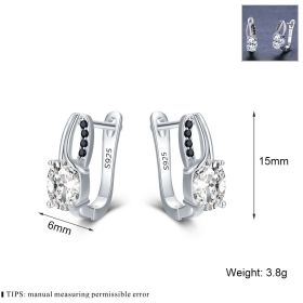 European And American Zircon Rhinestone Stud Earrings Copper Fashion All-match (Color: Black)