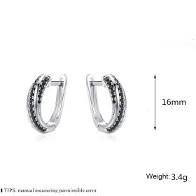 Copper Inlaid Zircon Women's Earrings Popular (Color: Black)