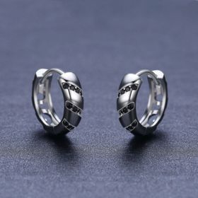 European And American Retro Women's Round Earrings Beautiful Temperament Copper (Color: Black)