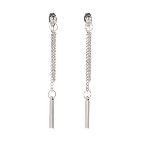 Women's Tassel Simple Stud Earrings (Option: 1pair-Silver)