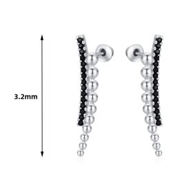 Long Slimming Ornament Beads Zircon Copper Earrings (Color: Black)
