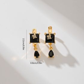 Popular Fashion Earrings Copper-plated Gold (Color: Black)