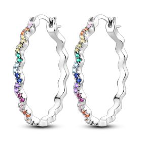 Geometric Simple Color Rhinestone Earrings Women's Fashion Wave Shape (Option: Color Diamond)