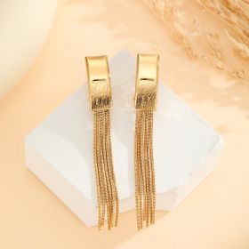 2pcs Fashionable Modern Metal Thin Chain Earrings, Gold Bead Tassel Earrings, Suitable For Women's Daily Party Wear, Birthday Gifts (Option: Gold-Style1)