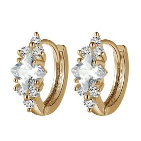 European And American Personalized Square Zircon Earrings (Color: Gold)