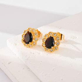 Fashion Multi-color Zircon Stud Earrings Female Accessories (Color: Black)