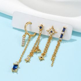 Five-piece Set Of Temperament High-end Chain Star Element Earrings (Option: Ear studs)