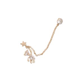 Cute Shiny Rhinestone Bear Tassel Earrings (Color: Gold)