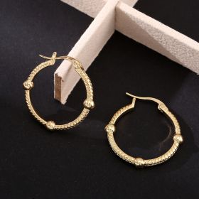 European And American Style Retro Atmospheric Geometric Round Big Ear Ring (Color: Gold)