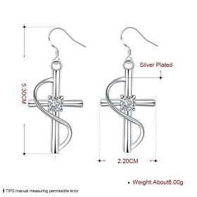 New Cross-border Popular Elongated Cross Earrings (Option: White-1PCS)