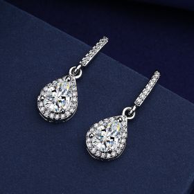 Fashion Drop Shape Ear Studs Micro Inlaid Zircon Earrings (Option: White Diamond-White Gold Color)