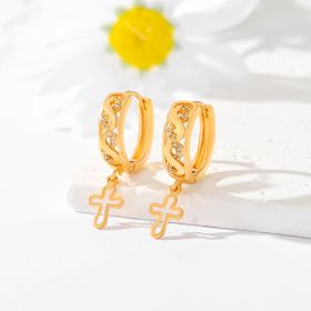 Popular Multi-style Design Gold-plated Ornament Cross Earrings (Option: EH039)
