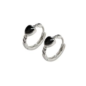 Black Love Heart Earrings Female Summer Ear Clip (Option: Black Ear Clip)