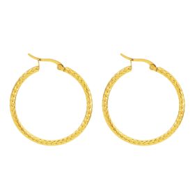 18K Gold-plated Dense Emboss Round Ring Earrings Advanced Sense (Color: Gold)