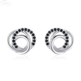 Dignified Hollow Multi-circle Zircon Design Ear (Color: Black)